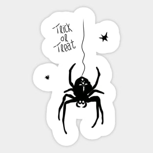 monochrome illustration of a spider with trick or treat typography Sticker